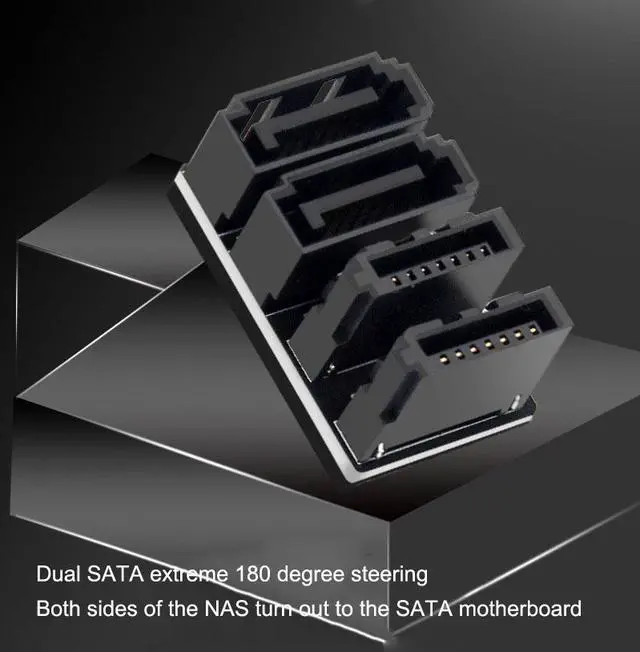 Alt view image 3 of 7 - Dual SATA 7Pin 180 Degree Steering Adapter SATA F/M 180 Degree Angled Adapter Motherboard SATA Connector for Desktops SSD HDD