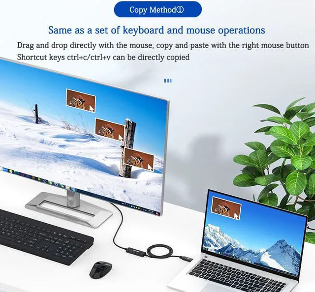 Alt view image 3 of 8 - 6.56ft USB + Type C Copy Line High Speed USB 3.0 PC to PC Online Share Sync Link Data File Transfer Bridge Cable Synchronize Cord (Sharing Mouse Keyboard)