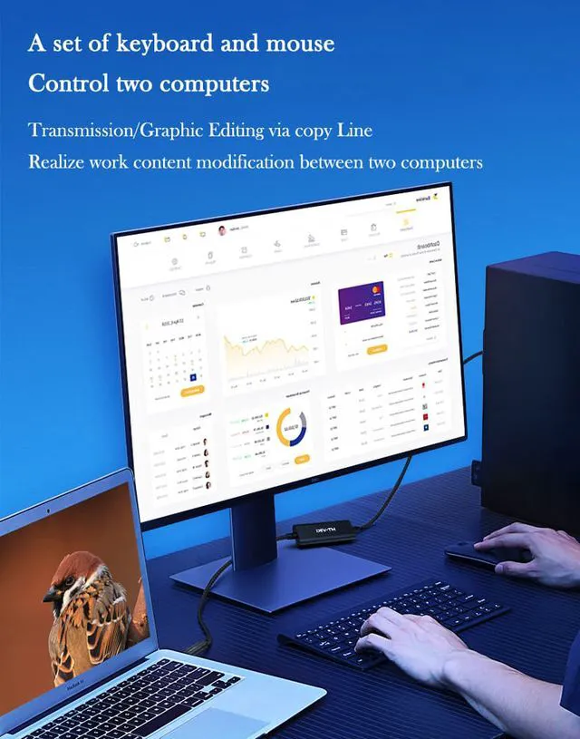 Alt view image 6 of 8 - 6.56ft USB + Type C Copy Line High Speed USB 3.0 PC to PC Online Share Sync Link Data File Transfer Bridge Cable Synchronize Cord (Sharing Mouse Keyboard)