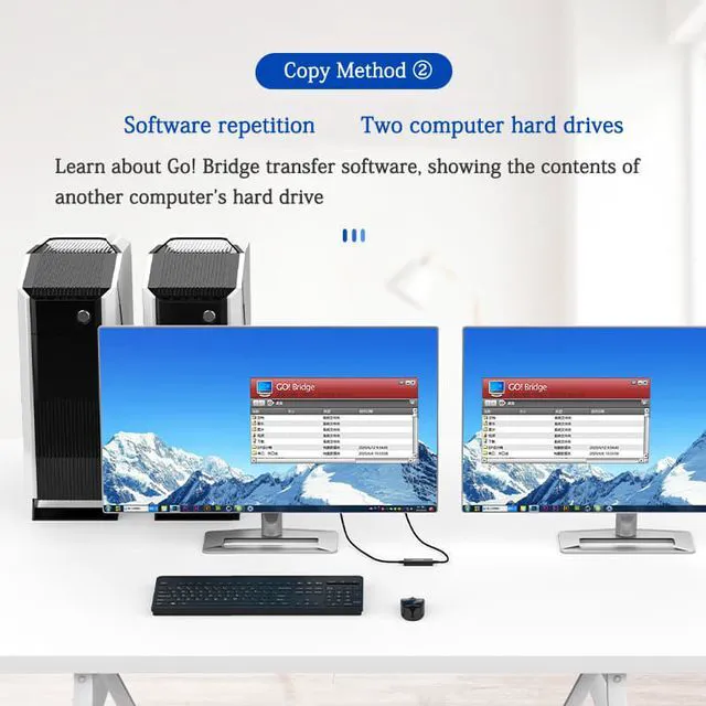 Alt view image 2 of 8 - 6.56ft USB + Type C Copy Line High Speed USB 3.0 PC to PC Online Share Sync Link Data File Transfer Bridge Cable Synchronize Cord (Sharing Mouse Keyboard)