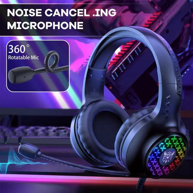 Alt view image 3 of 8 - Wired Gaming Headset with Microphone Noise Reduction Earphone Stereo Over-Head Game Headphones for Laptop PC Computer