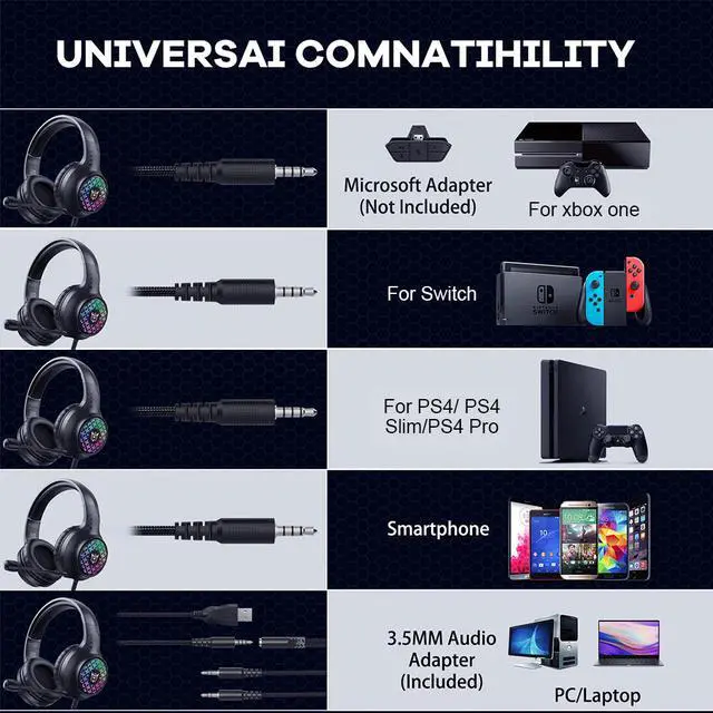 Alt view image 6 of 8 - Wired Gaming Headset with Microphone Noise Reduction Earphone Stereo Over-Head Game Headphones for Laptop PC Computer