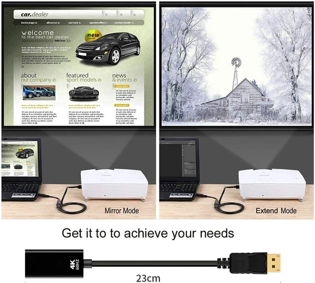 Alt view image 6 of 8 - DisplayPort to HDMI 4K@60K Gold-Plated DP Display Port to HDMI Adapter Male to Female Compatible DP to HDMI M/F Convertor