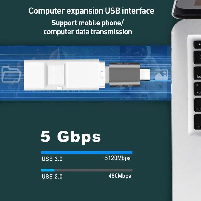 Alt view image 3 of 8 - 2Pcs Type C to USB Adapter Fast USB 3.0 to Type C Female Adapter For Computers/Chargers/Hard Drives/Type-c Headset/U Disks Mini USB Adapter Type-C OTG Cable Converter