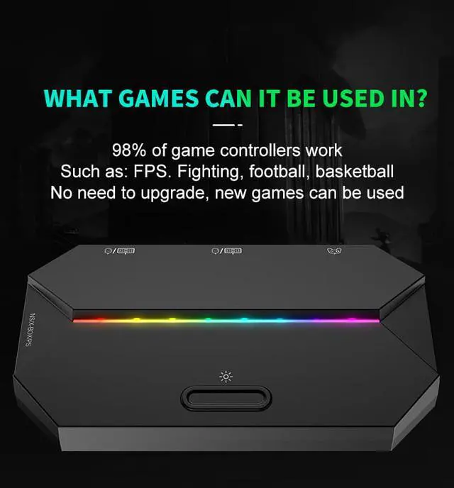 Alt view image 3 of 8 - Adapter for Nintend Switch Xbox One PS3 PS4 Game Console Gaming Keyboard Mouse Converter Portable Wired Mobile Controller