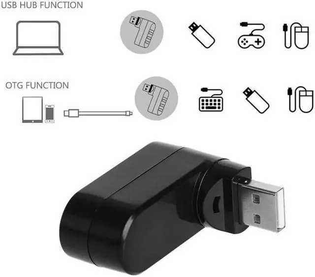 Alt view image 3 of 7 - 3-in-1 USB3.0 Ports HUB High Speed Rotating Splitter For PC/Laptop Connector Equipment Adapter 180 Degree Rotation Adapter