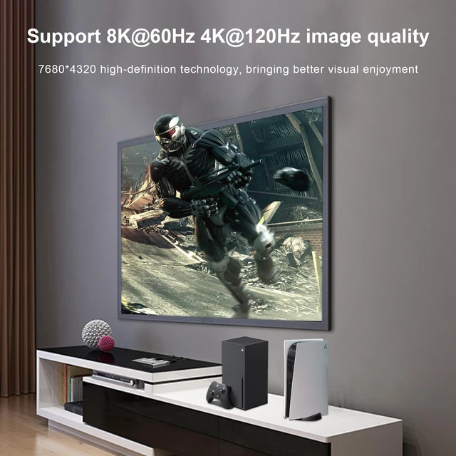 Alt view image 4 of 8 - Ultra HD Switch 3 Port HDMI 2.1 Switcher Box 3 in 1 Out 48Gbps Bandwidth 8K@60Hz 4K@120Hz HDCP2.2/2.3 for PS5 Xbox X