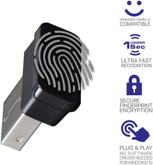 Alt view image 2 of 8 - Mini USB Fingerprint Reader Module for Windows 10 11 Hello Biometric Scanner Padlock Smart ID Security Key for PC Laptop