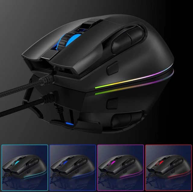 Alt view image 3 of 8 - Ergonomic RGB Gaming Mouse Macro Programming 7200DPI USB Wired Optical Mice