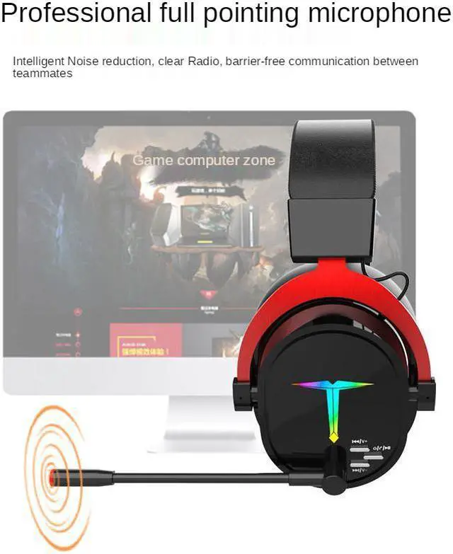 Alt view image 3 of 8 - Universal Wireless Headset with Microphone Game Bluetooth 5.0 Headset Wireless/Wired Computer Mobile Phone