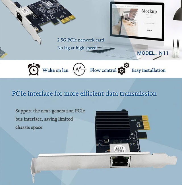 Alt view image 3 of 8 - 2.5G PCIe Gigabit Wired Network Card PCI Express Ethernet Network Adapter RTL8125 Chip Single Port RJ-45