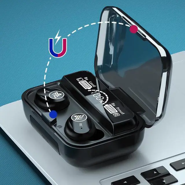 Alt view image 7 of 8 - Universal Wireless Bluetooth Headphones Bluetooth 5.1 Earphone with Charging Box