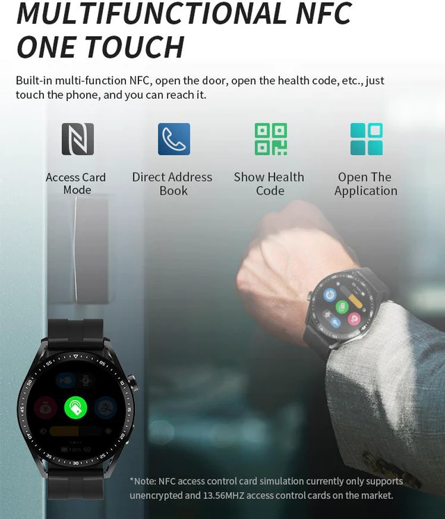 Alt view image 7 of 8 - Smart Watch Fitness Tracker NFC Men 1.39 Inch HD Screen Heart Rate Monitor Voice Assistant Bluetooth Call Calories