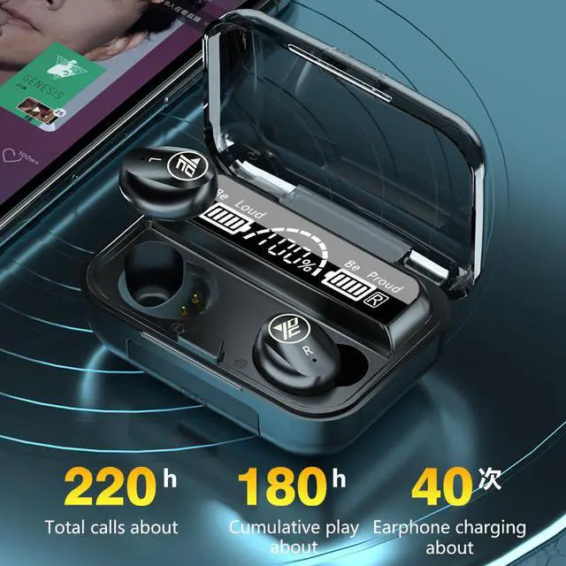 Alt view image 4 of 8 - Universal Wireless Bluetooth Headphones Bluetooth 5.1 Earphone with Charging Box