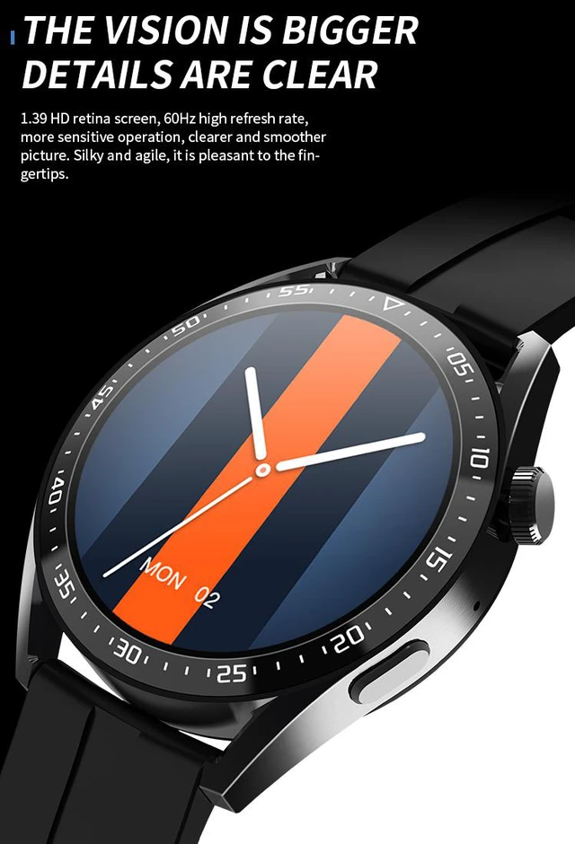Alt view image 3 of 8 - Smart Watch Fitness Tracker NFC Men 1.39 Inch HD Screen Heart Rate Monitor Voice Assistant Bluetooth Call Calories