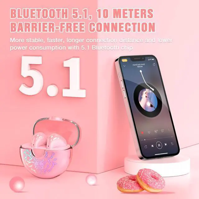 Alt view image 3 of 8 - Wireless Bluetooth Headphones TWS Intelligent Noise Reduction Earphone Stereo HiFi Sports Earbuds With Charging Case - Black