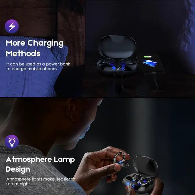 Alt view image 3 of 8 - TWS Wireless Headphones Bluetooth Earphones IPX5 High Quality Noise Reduction Stereo Sports Ear Hook Headset