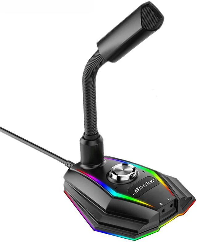 Main image of Desktop Computer Capacitive USB Sound Card RGB Microphone with Noise Reduction 360° Rotate HD Receiver for Gaming Live Video
