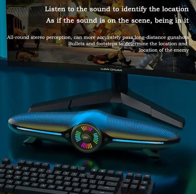 Alt view image 5 of 7 - 3.5mm AUX Computer RGB Speaker USB Powered Desktop subwoofer Wired Desktop Audio Speaker