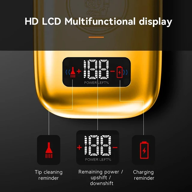 Alt view image 2 of 8 - Metal Reciprocating Led Display 5 Speeds Barber Electric Shaver Rechargeable Beard Razor Balds Fade Shaving Machine