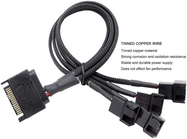 Alt view image 3 of 8 - Adapter Cable 15Pin SATA to 3Pin 4Pin Conversion Power SATA 1 To 4 Extension Cables Case Fan Power Spliter Hub for Computer CPU Host Cooling Fan Connectors