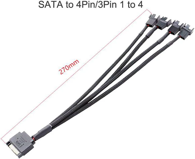 Alt view image 2 of 8 - Adapter Cable 15Pin SATA to 3Pin 4Pin Conversion Power SATA 1 To 4 Extension Cables Case Fan Power Spliter Hub for Computer CPU Host Cooling Fan Connectors