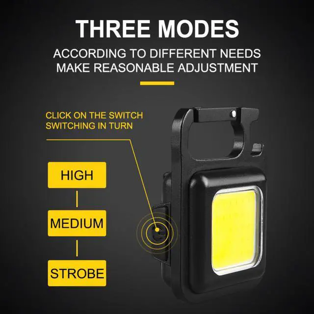 Alt view image 3 of 8 - Small LED Flashlight 800Lumens Bright Rechargeable Keychain Mini Flashlights 3 Light Modes Portable Pocket Light Outdoor Camping Light Bear Opener