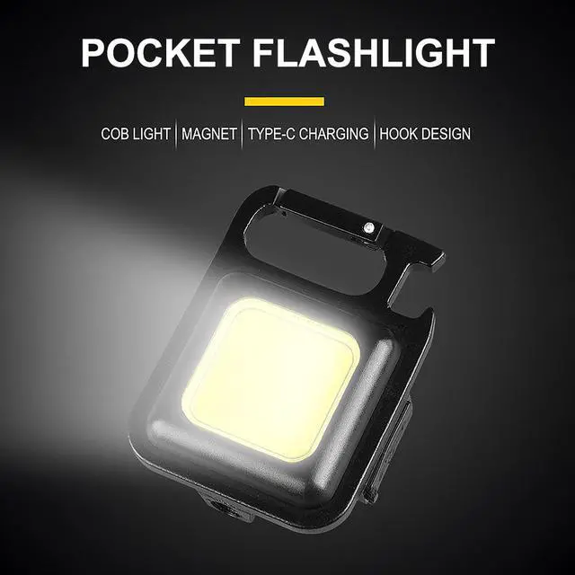 Alt view image 4 of 8 - Small LED Flashlight 800Lumens Bright Rechargeable Keychain Mini Flashlights 3 Light Modes Portable Pocket Light Outdoor Camping Light Bear Opener
