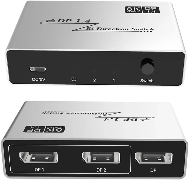Alt view image 3 of 7 - Displayport 1.4 Switch 8K Displayport Bi-direction Splitter Switcher Displayport KVM 2X1 1X2 Display-port 8K@30Hz,4K@120Hz
