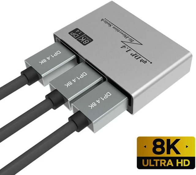 Main image of Displayport 1.4 Switch 8K Displayport Bi-direction Splitter Switcher Displayport KVM 2X1 1X2 Display-port 8K@30Hz,4K@120Hz