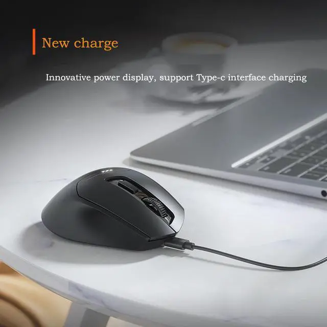 Alt view image 4 of 8 - Multimode Wireless Mouse 2.4G + Bluetooth 3.0 5.0 Mice Universal Ergonomic Office Portable Mouse 1600DPI Rechargeable for Laptop Pad Mobile