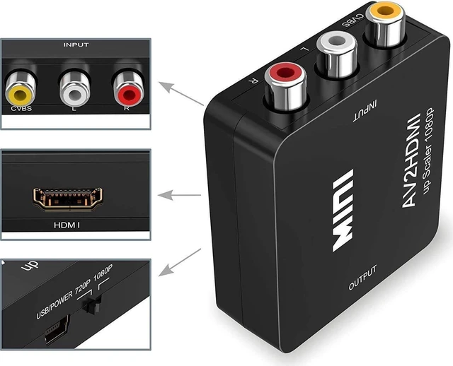 Alt view image 4 of 8 - RCA to HDMI Converter 1080P RCA CVBS AV to HDMI Video Audio Adapter For PS2 Xbox VHS VCR Support PAL/NTSC