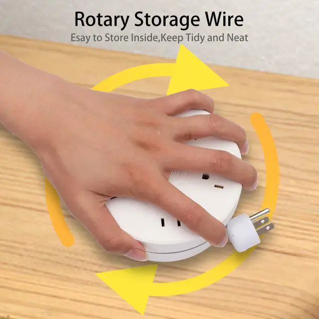 Alt view image 5 of 7 - Power Outlet Power Strip with 2 USB 5.2ft Retractable Extension Cord with 4 Wide Space outlets 2 USB Ports