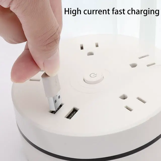 Alt view image 6 of 7 - Power Outlet Power Strip with 2 USB 5.2ft Retractable Extension Cord with 4 Wide Space outlets 2 USB Ports