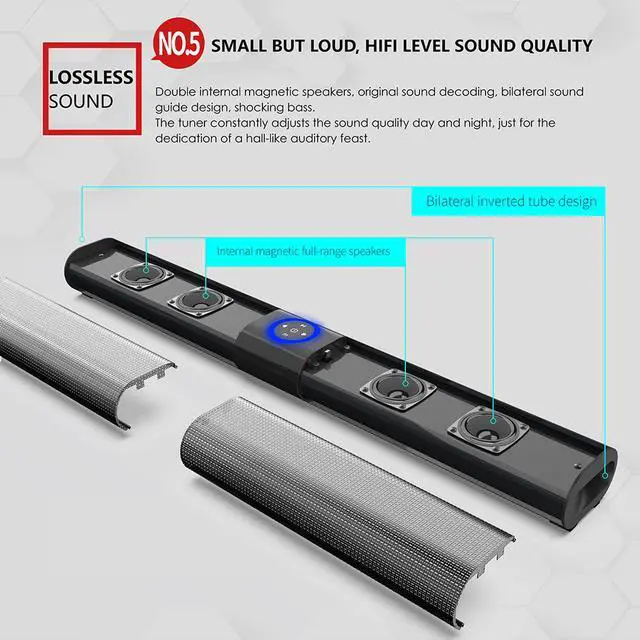 Alt view image 7 of 8 - Wired & Wireless Bluetooth Speaker Home Theater TV Soundbar 3D Stereo Surround Subwoofer Powerful Sound Bar with RGB Color Lighting FM Radio Remote Control