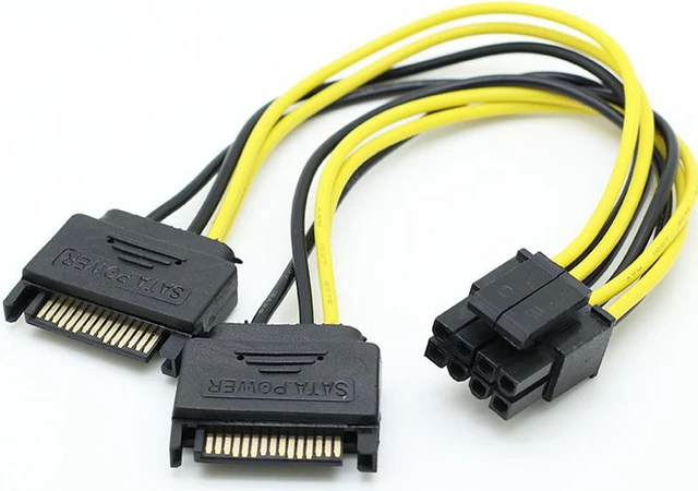 Alt view image 5 of 6 - 18cm/0.59ft Dual SATA 15pin to 8pin(6+2) Video Card Powr Adapter Cable PCI-E SATA Power Supply Cable 15- Pin to 8 Pin cable