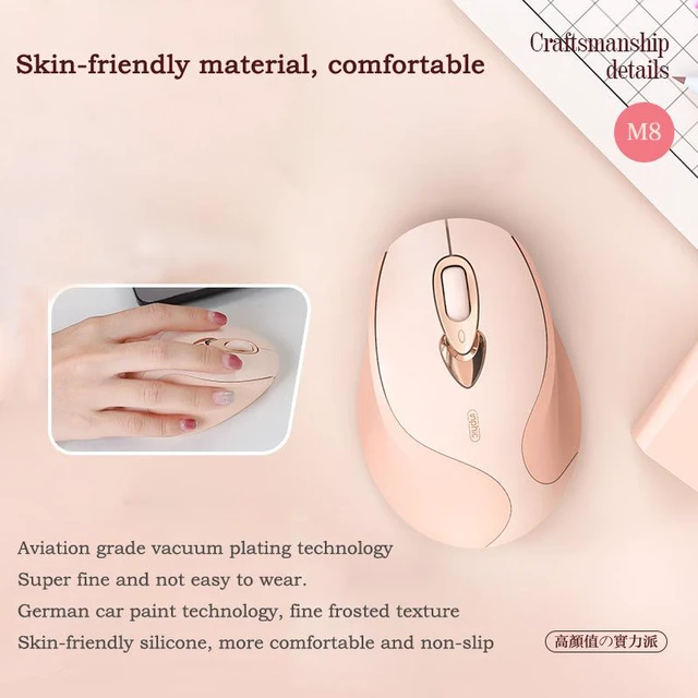 Alt view image 3 of 8 - Rechargeable Wireless Mouse 2.4G Mute Mice Girl Cute Ergonomics Mouse for WINDOWS IOS