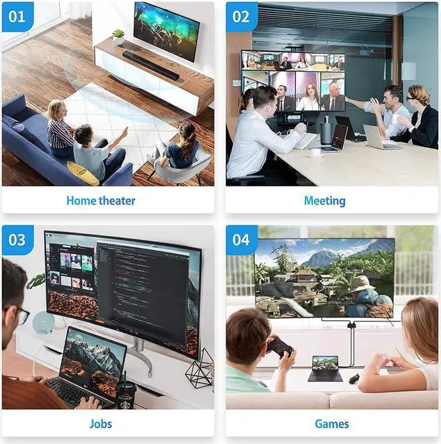 Alt view image 6 of 8 - 8K Bidirectional DP Switch 8K@60Hz 4K@120Hz Displayport Switcher 1x2/2x1 Displayport Switch for Monitor Projector TV PC Laptop