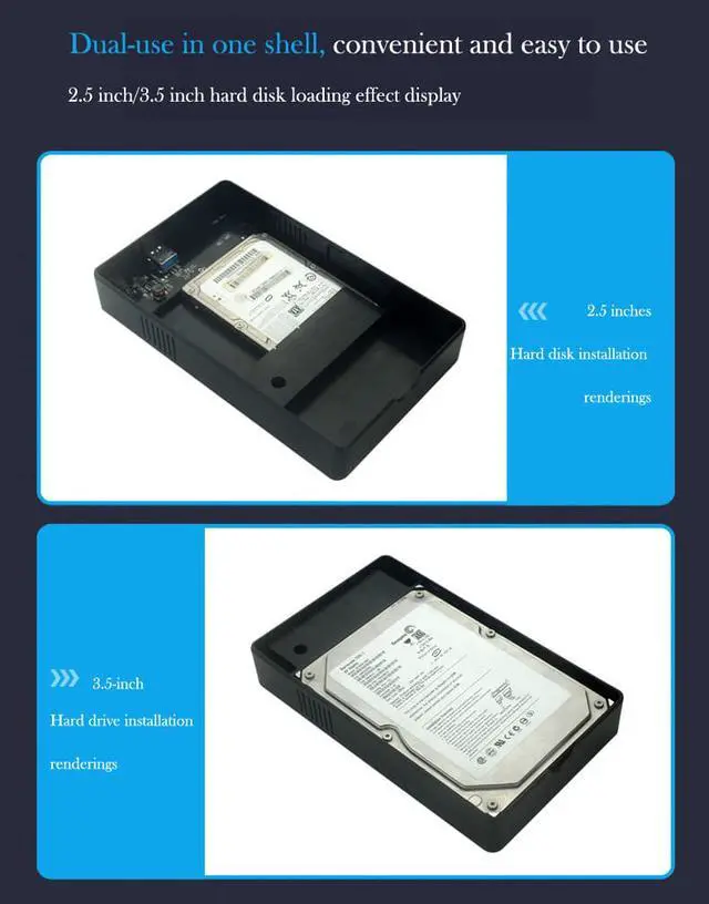 Alt view image 6 of 8 - 3.5" 2.5" SATA Hard Disk Enclosure USB3.0 Tool Free HDD SSD External Mobile Hard Disk Box Shell