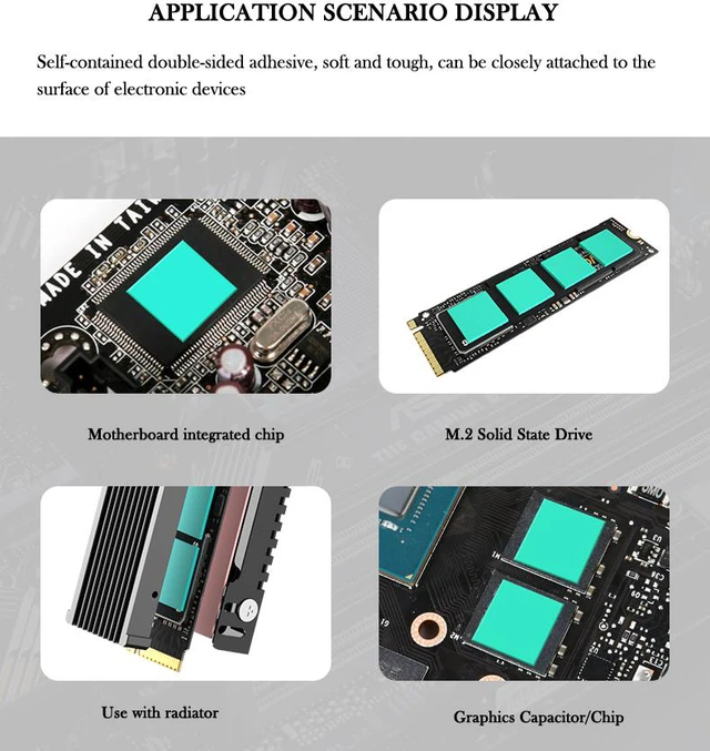 Alt view image 5 of 7 - 100Pcs 15*15mm 5W/m.k SSD Chip Heat Dissipation Paste Solid State Hard Disk Chip M2 NVME Thermal Paste Silicone Grease