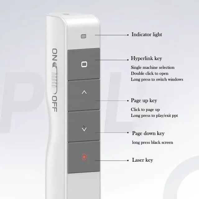 Alt view image 2 of 8 - Wireless Presenter Pen 2.4Ghz USB B Adapter Handheld Remote Control Chargeable Pointer Red Pen PPT Power Point Presentation Pointer