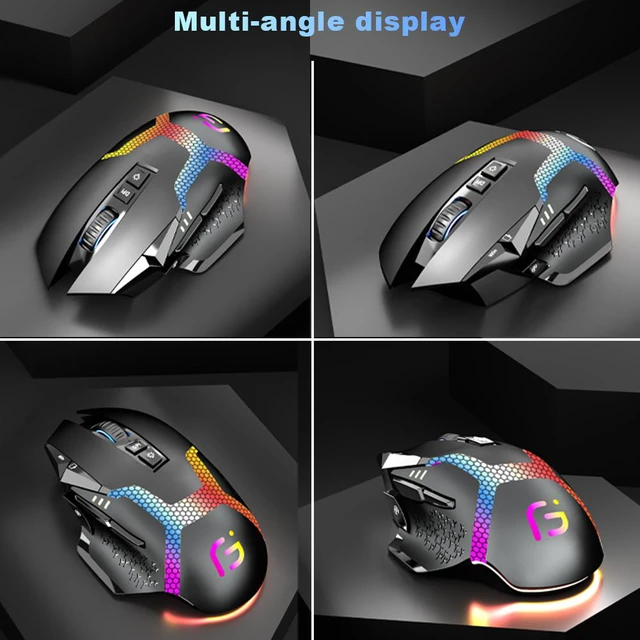 Alt view image 6 of 8 - RGB Bluetooth 2.4G Wireless Gaming Mouse 4000 DPI Programmable Three Modes Rechargeable Mice for gamer Mice laptop PC