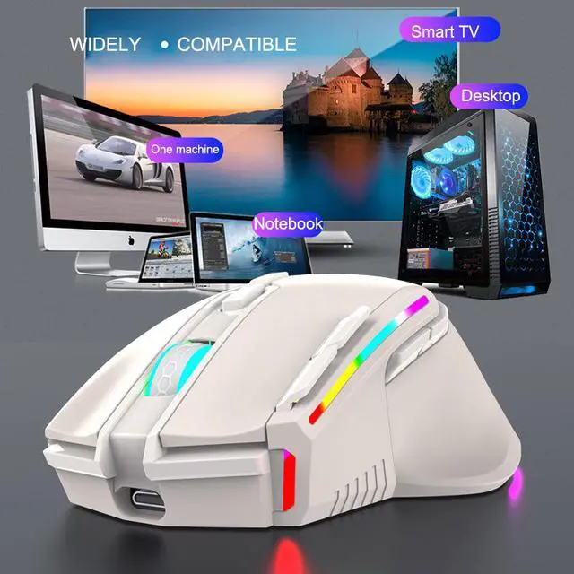 Alt view image 5 of 7 - 2.4G Wireless Gaming Mouse RGB Lighting Rechargeable Ergonomic 3200DPI Mice with USB Receiver for Desktop Laptop Computer