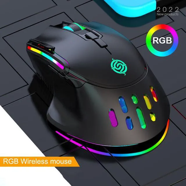 Alt view image 2 of 7 - 2.4G Wireless Gaming Mouse RGB Lighting Rechargeable Ergonomic 3200DPI Mice with USB Receiver for Desktop Laptop Computer