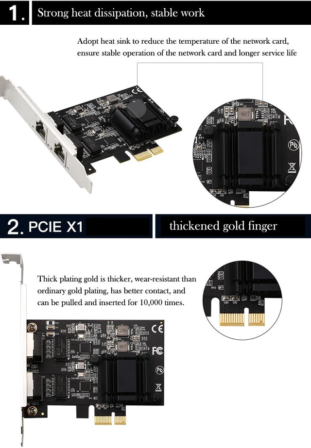 Alt view image 4 of 8 - Dual-port 2.5G Gigabit Network Card Desktop 8125BG ASM1806 Chip Ethernet Server Network Card RJ45 LAN ESXi Diskless PXE