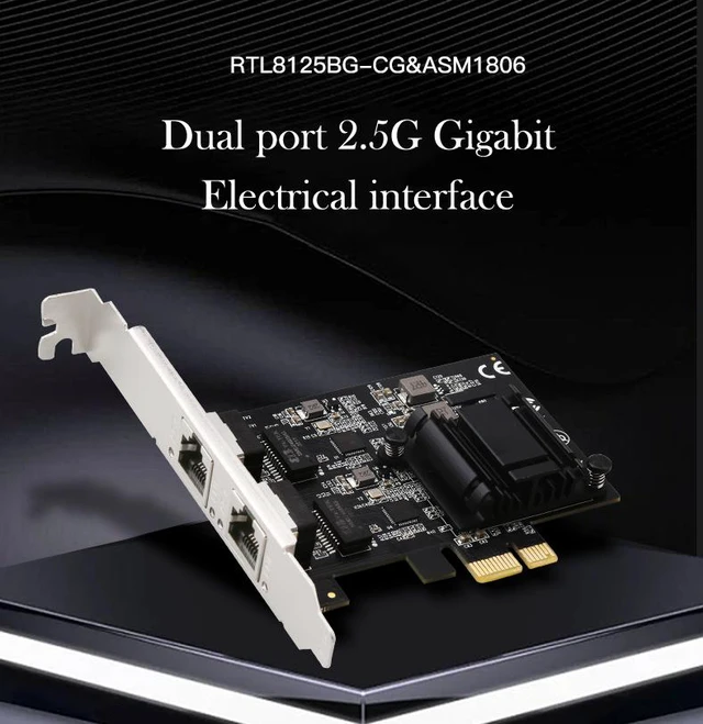Alt view image 5 of 8 - Dual-port 2.5G Gigabit Network Card Desktop 8125BG ASM1806 Chip Ethernet Server Network Card RJ45 LAN ESXi Diskless PXE