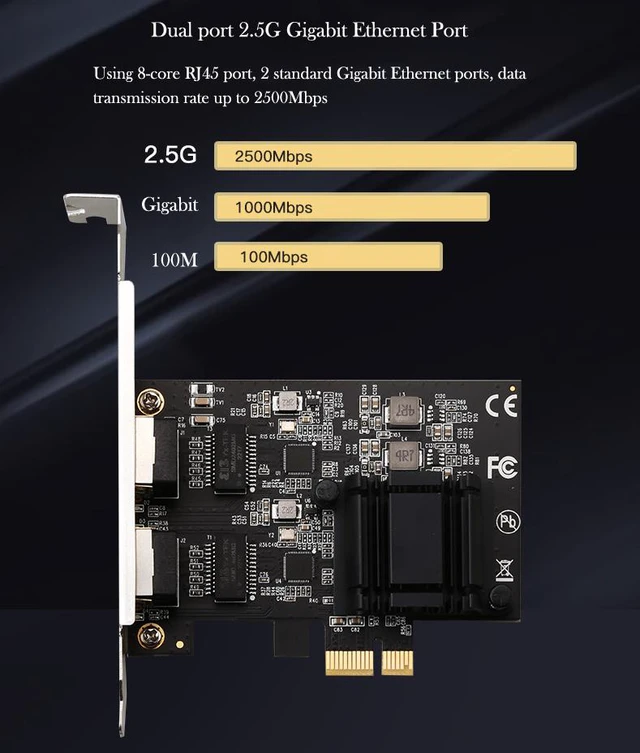 Alt view image 6 of 8 - Dual-port 2.5G Gigabit Network Card Desktop 8125BG ASM1806 Chip Ethernet Server Network Card RJ45 LAN ESXi Diskless PXE