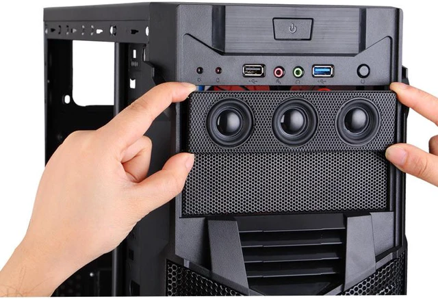 Alt view image 3 of 6 - 5.25" Internal Stereo Surround Speaker PC Front Panel Computer Case Built-in Music Loudspeakers