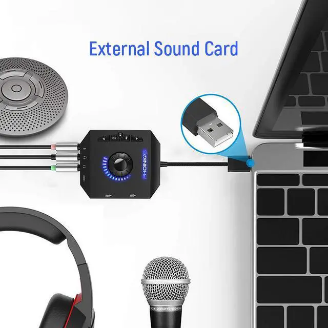Alt view image 5 of 7 - Profession Computer USB Sound Card 7.1 Channel Audio Adapter Converter Audio Interface for PC Laptop External Sound Card
