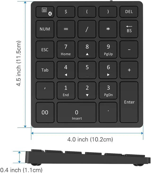 Alt view image 6 of 6 - Multifunctional 28-key Numeric Keypad 28 Keys Rechargeable Bluetooth Wireless Numeric Keyboard